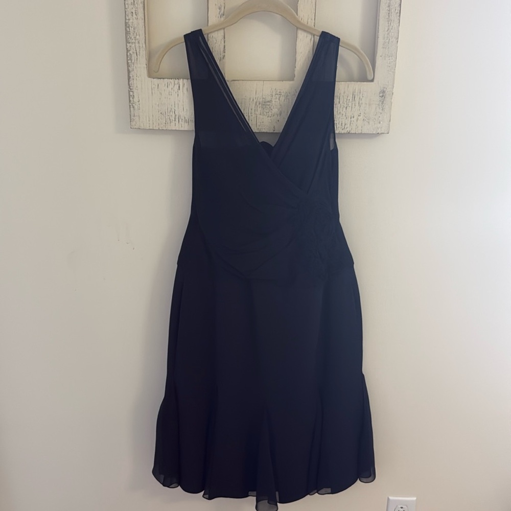 Rickie Freeman by Teri Jon Black Flower Cocktail Dress